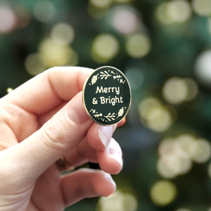 Merry And Bright Traditional Enamel Pin Badge - Clara and Macy