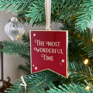The Most Wonderful Time Enamel Christmas Tree Decoration
