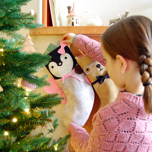 Dress Up Penguin Felt Christmas Stocking - Clara and Macy