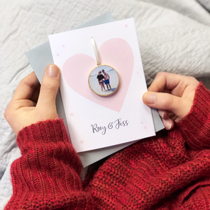 Personalised Couples Photograph Token Heart Card - Clara and Macy