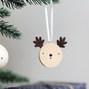 Personalised First Christmas Reindeer Decoration Card - Clara and Macy