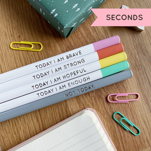 SECONDS / Set Of Five 'Today I Am' Positive Pencils