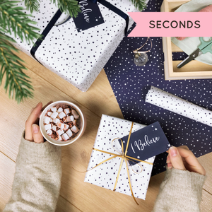 SECONDS / White Stars Wrapping Paper Set - 20 Sheets Rolled - No Tags Included
