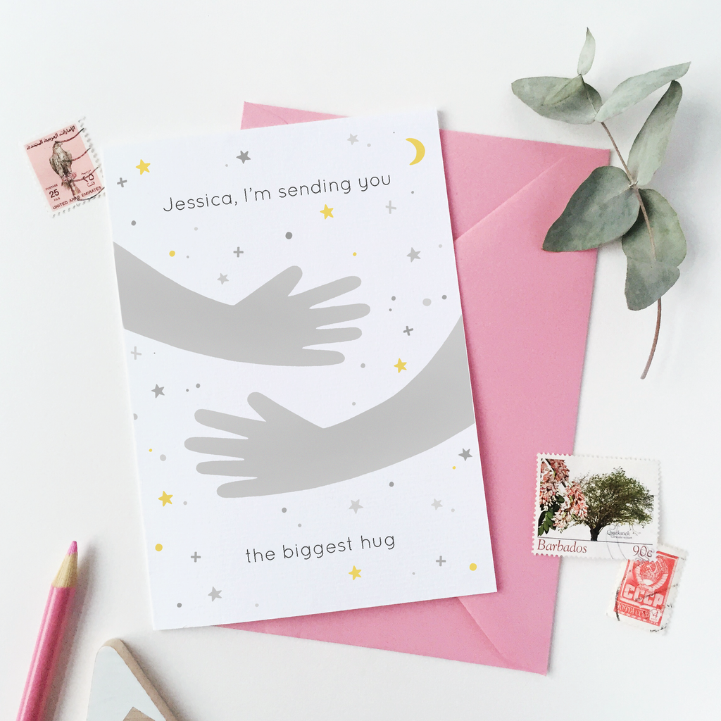 Personalised Sending You A Hug Card – Clara and Macy