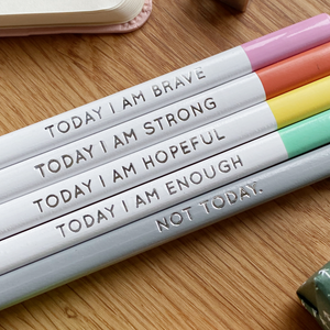 SECONDS / Set Of Five 'Today I Am' Positive Pencils