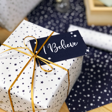 'I Believe' Christmas Stars White Wrapping Paper Set - Clara and Macy