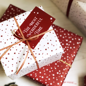 The Most Wonderful Time White Christmas Wrapping Paper Set - Clara and Macy