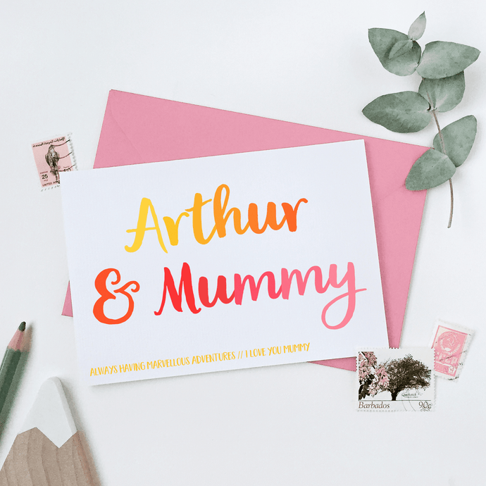 Personalised Mummy And Me Card - Clara and Macy
