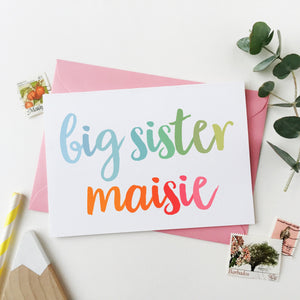 Personalised New Baby Sibling Card - Clara and Macy