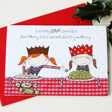 Macy Loves Sprouts Christmas Card - Clara and Macy