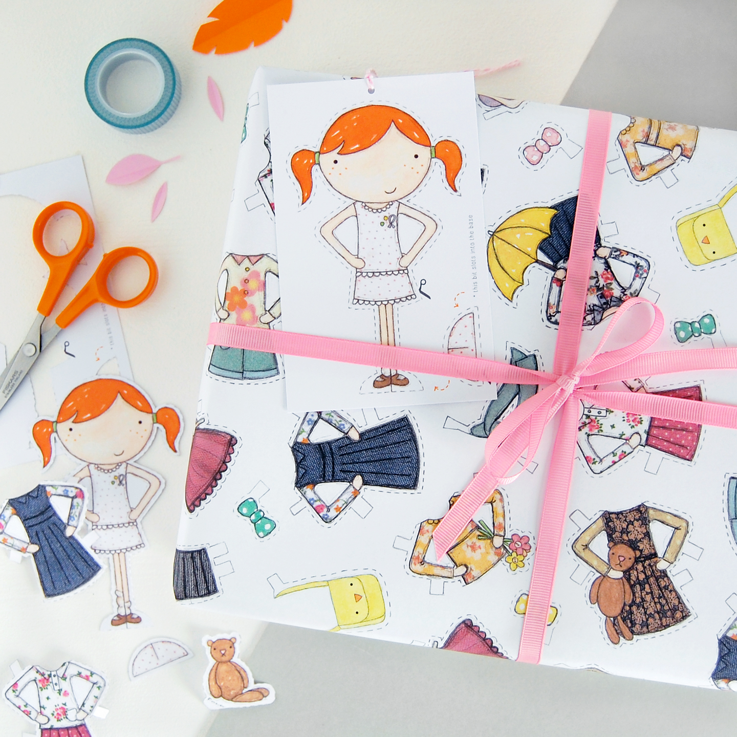 Clara Paper Doll Wrapping Paper Set - Clara and Macy