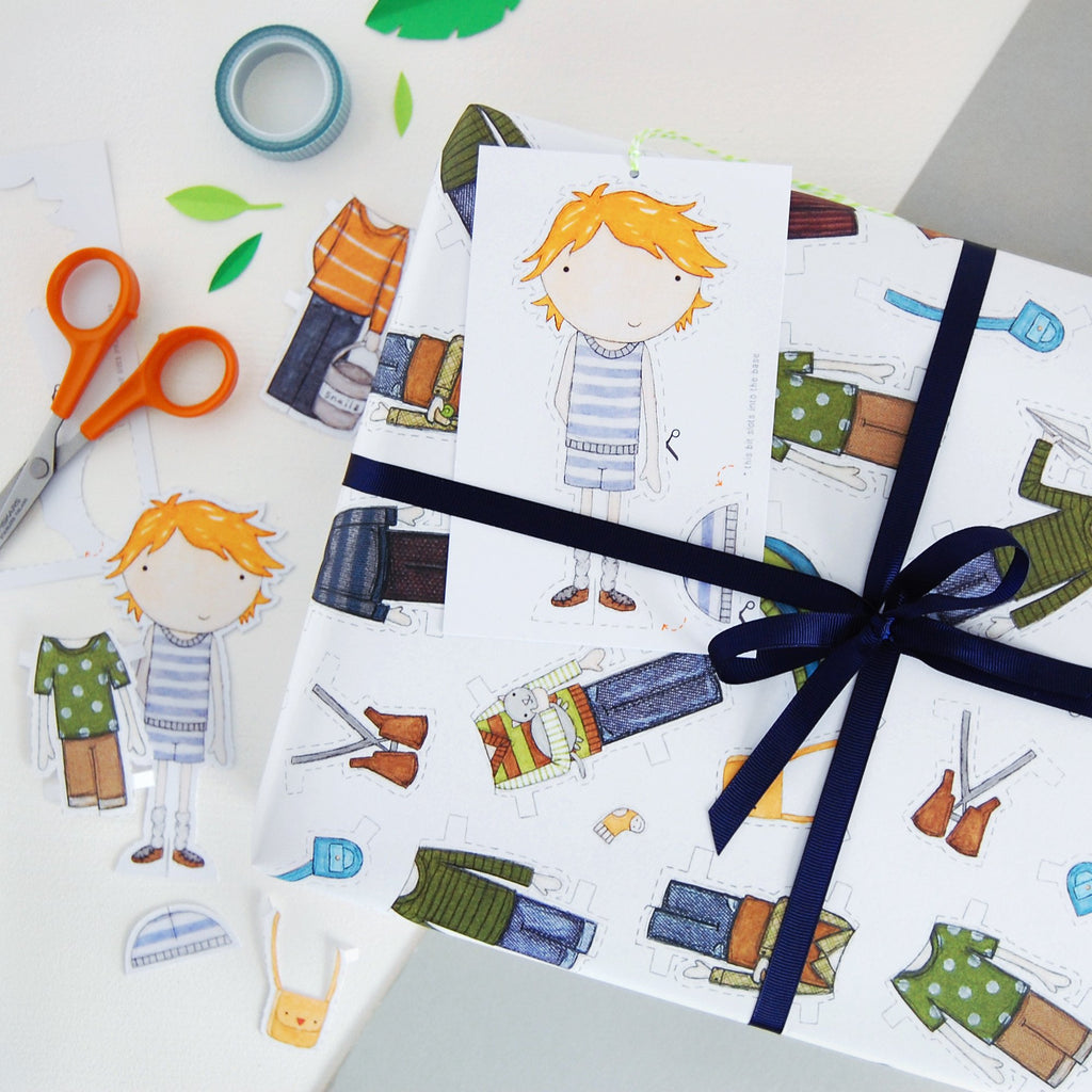 Paper Doll Rapping Paper Colin Paper Doll Wrapping Paper Set – Clara and Macy