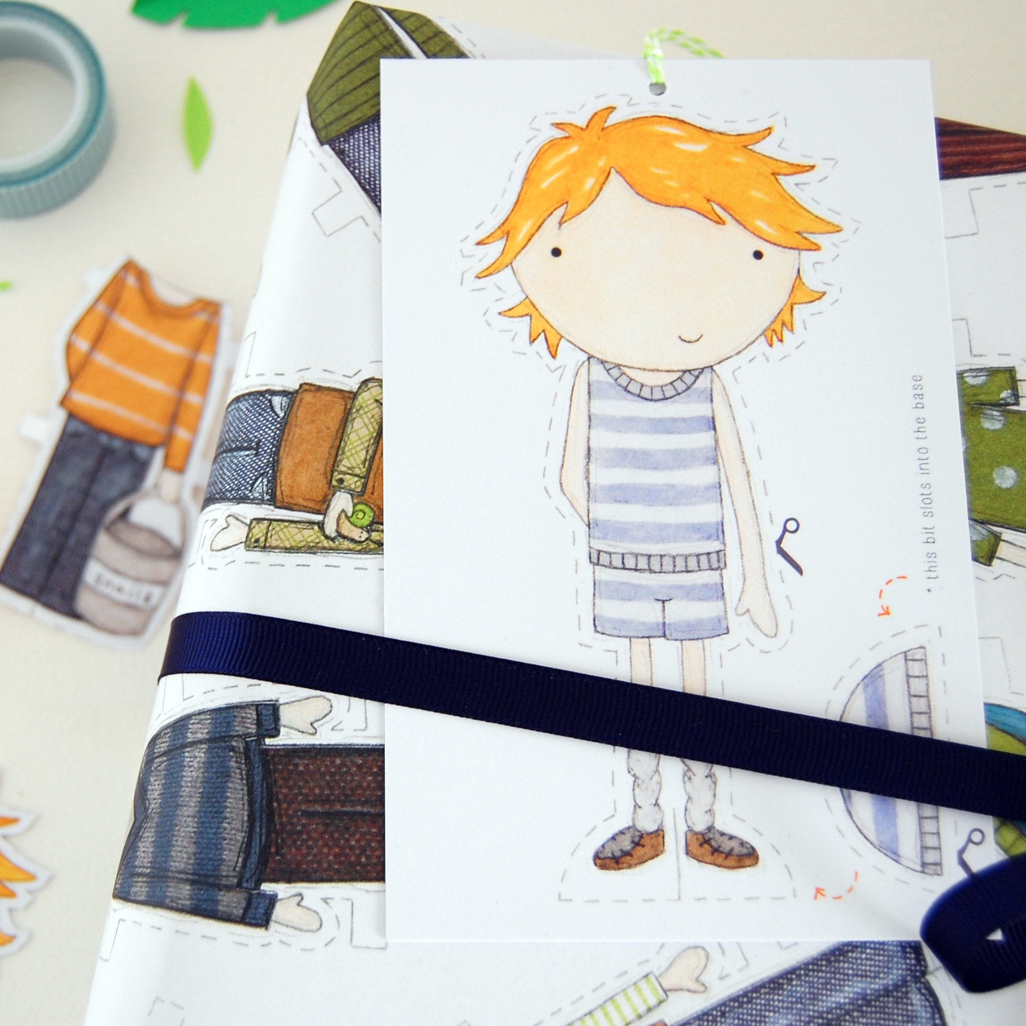 Paper Doll Rapping Paper Colin Paper Doll Wrapping Paper Set – Clara and Macy
