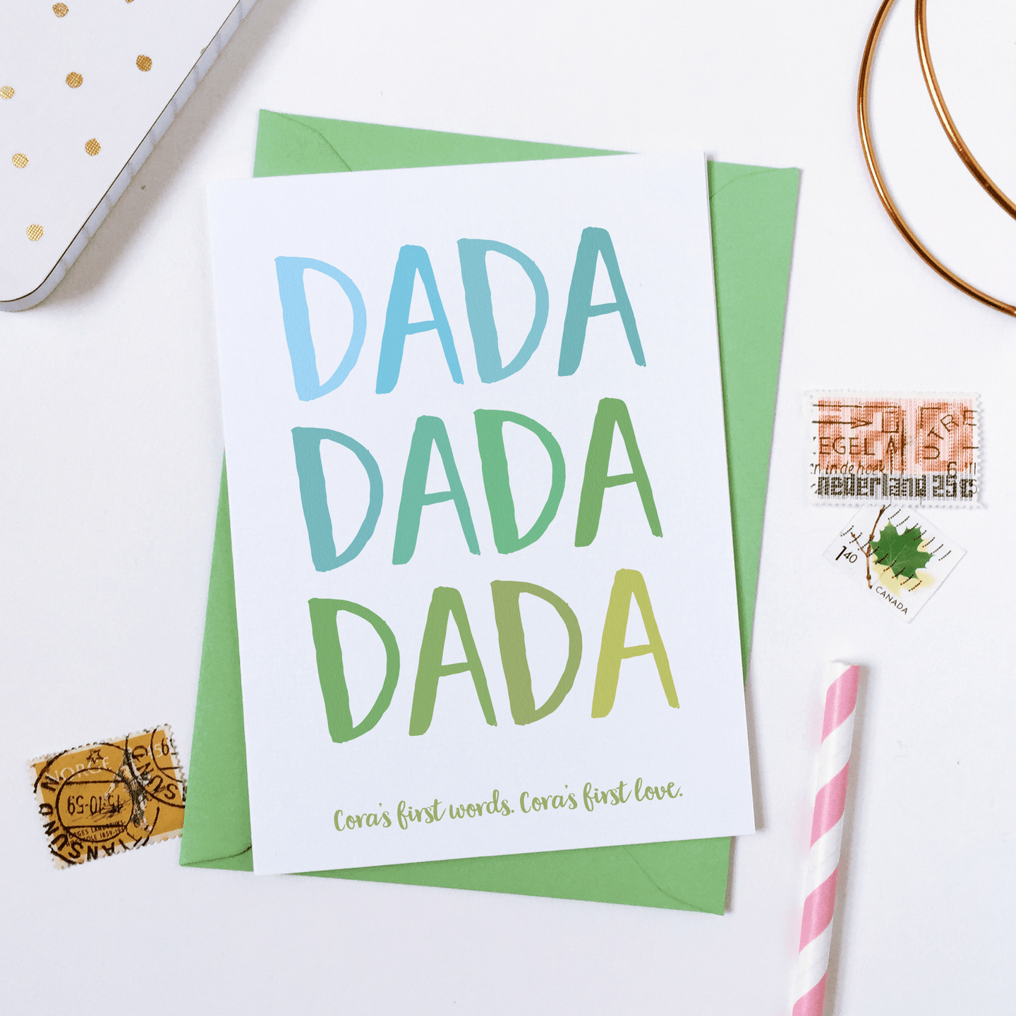 Personalised First Words Father's Day Card - Clara and Macy