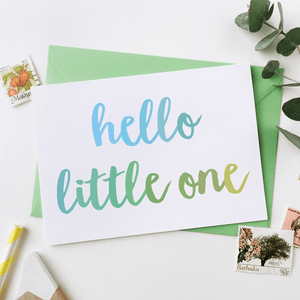 Hello Little One New Baby Card / Greens And Blues - Clara and Macy