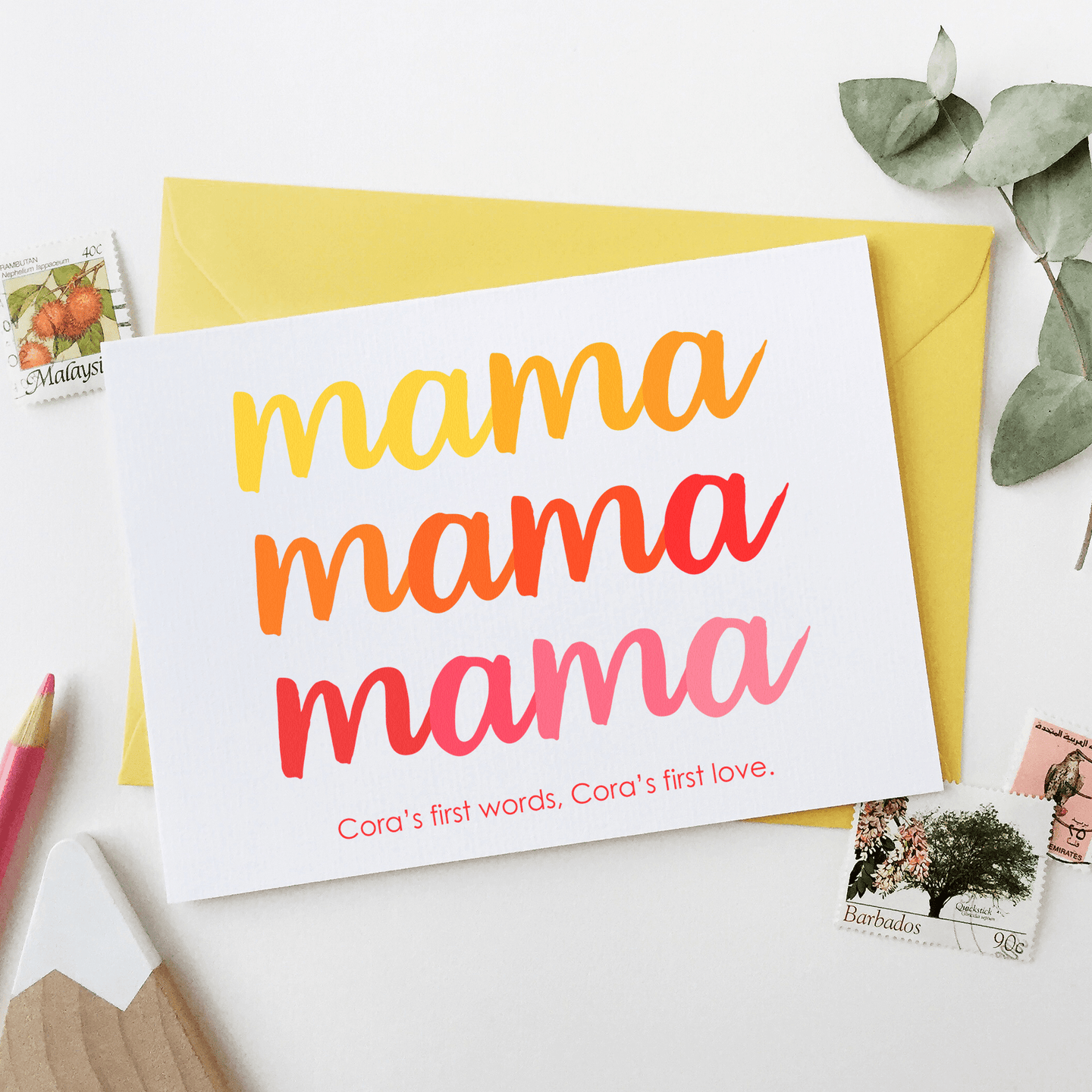 Personalised First Words Mother's Day Card - Clara and Macy