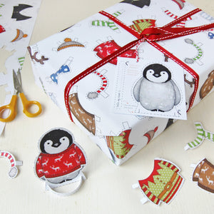 Dress Up A Penguin Interactive Wrapping Paper - Clara and Macy