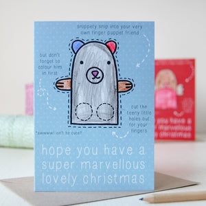Polar Bear Finger Puppet Christmas Card - Clara and Macy
