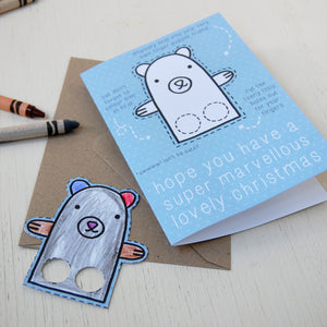 Polar Bear Finger Puppet Christmas Card - Clara and Macy