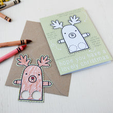 Reindeer Finger Puppet Christmas Card - Clara and Macy