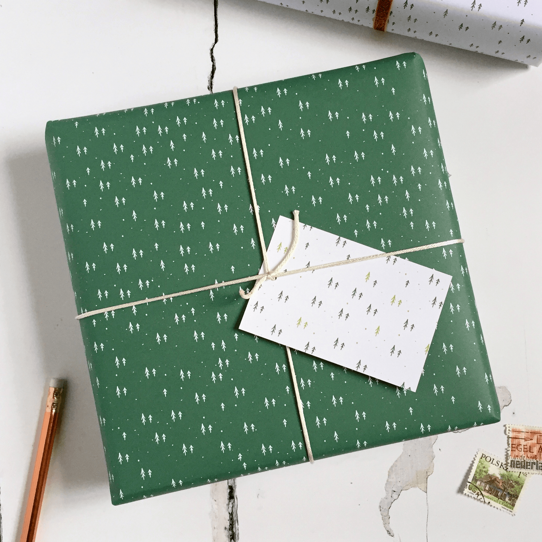 Tiny Trees Green Wrapping Paper Set – Clara and Macy