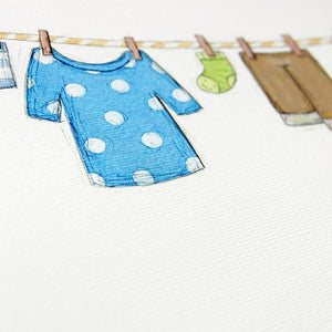 Personalised Children's Washing Line Print / Greens And Blues - Clara and Macy